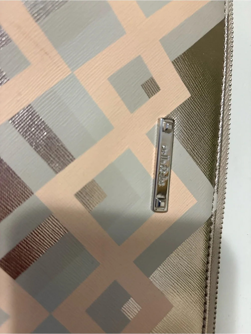 Stella & Dot Hello Gorgeous Metallic Chevron Zipper Clutch Pouch